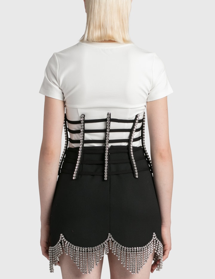 AREA Cage Strap Corset Top in Black