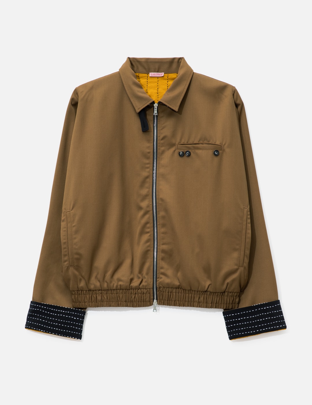 Brown Chore Jacket With Stand Collar view 7