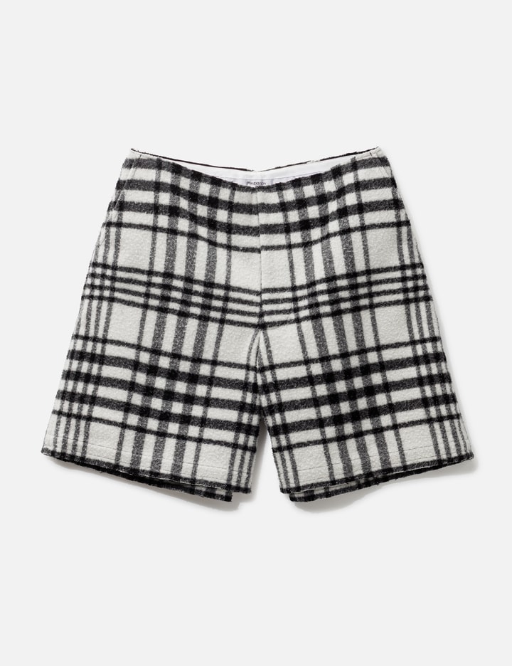 JW Anderson Wide Leg Plaid Wool Shorts
