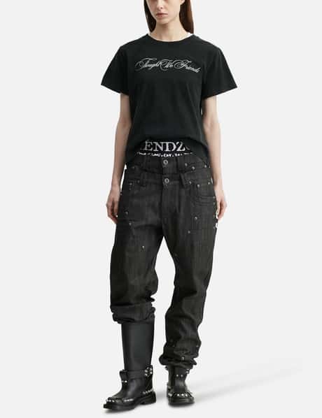"Sera" Cursive Fitted T-Shirt In Washed Black view 14