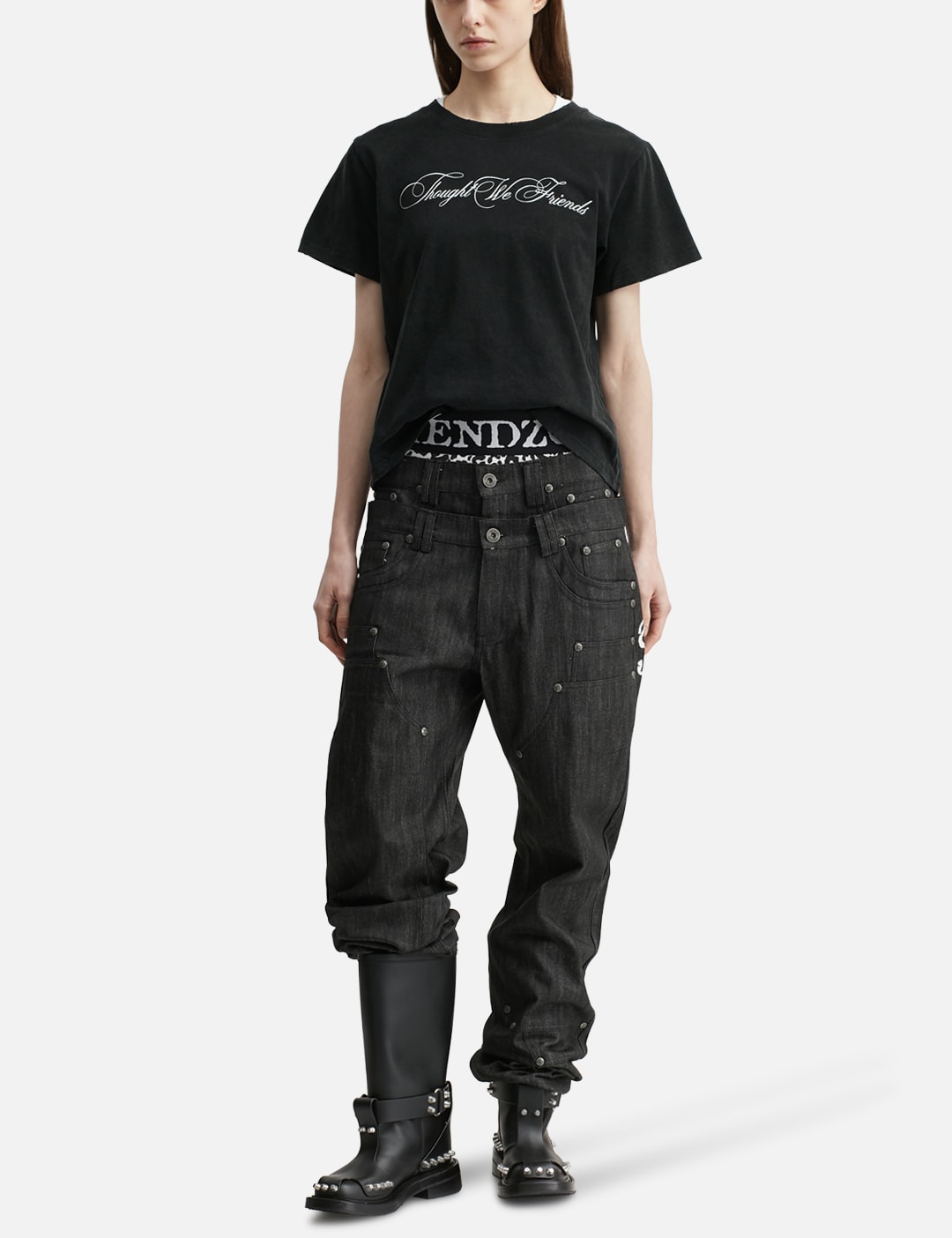 "Sera" Cursive Fitted T-Shirt In Washed Black view 15