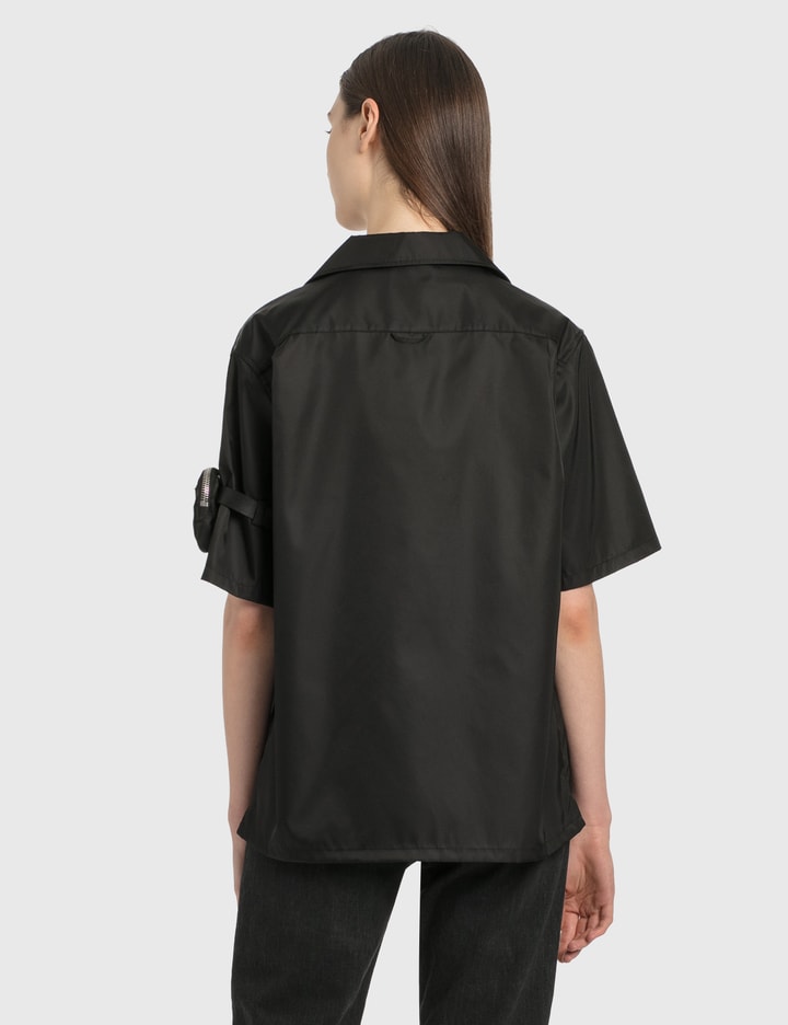 Prada Re-Nylon Short Sleeved Cropped Bowling Shirt Black Men's