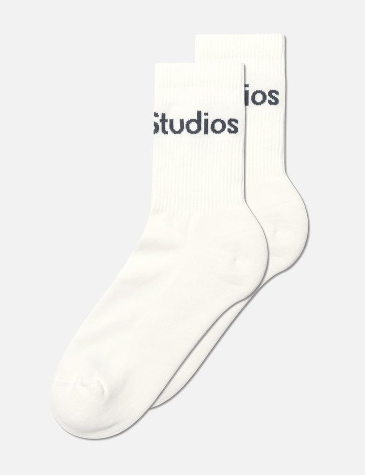 Acne Studios Ribbed Logo Socks In White