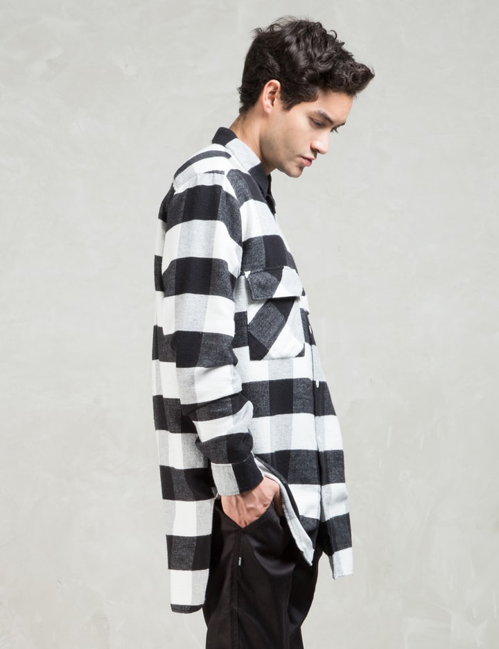 Black/white Flannel Plaid 2 Pocket Shirt Coat Placeholder Image