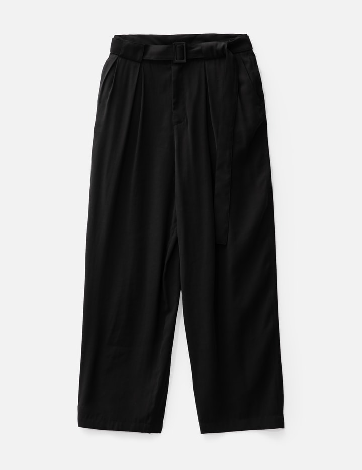 Lgn Louis Gabriel Nouchi Wide Summer Pants With Double Pleats And Belt In Black