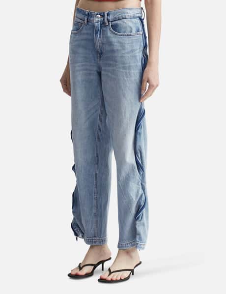 Bleach Blue Denim And Mesh Zipper Pants view 9