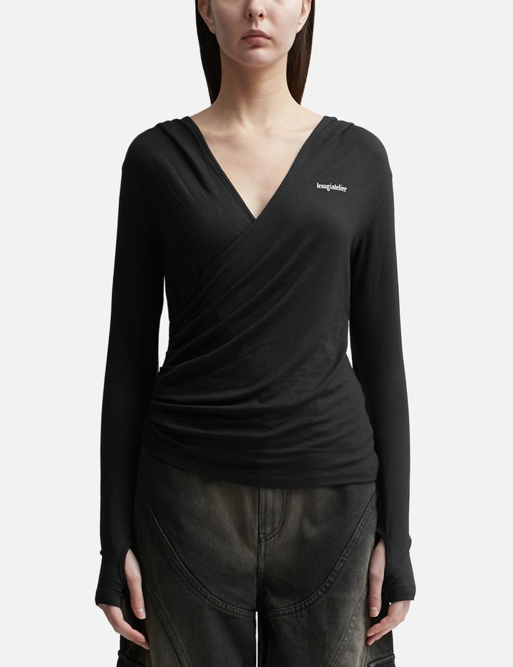 DRAPED HOODED TOP Placeholder Image