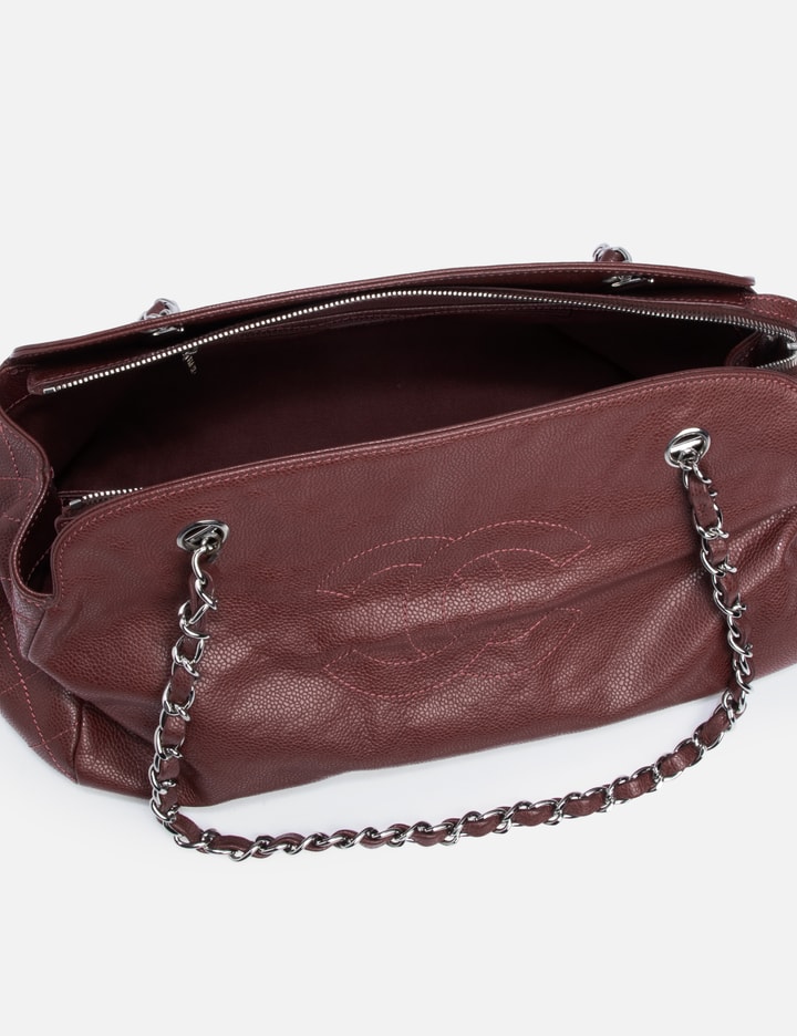 Pre-owned Chanel Cc Cavier Leather Chain Bag In Red