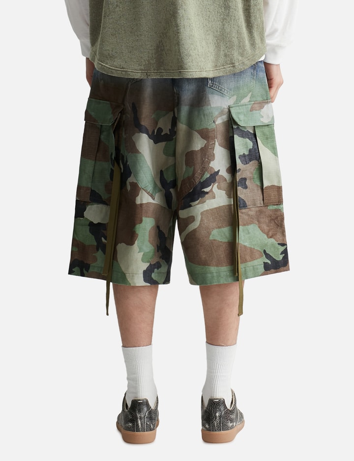 TOLQ Gradation Printed Denim Cargo Shorts