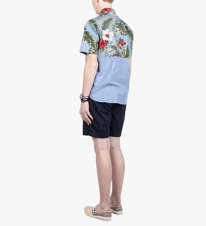 Light Blue/Palm Print Teaford S/S Color Block Shirt Placeholder Image