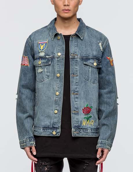 Profound Aesthetic Distressed Rose Patch Denim Jacket HBX