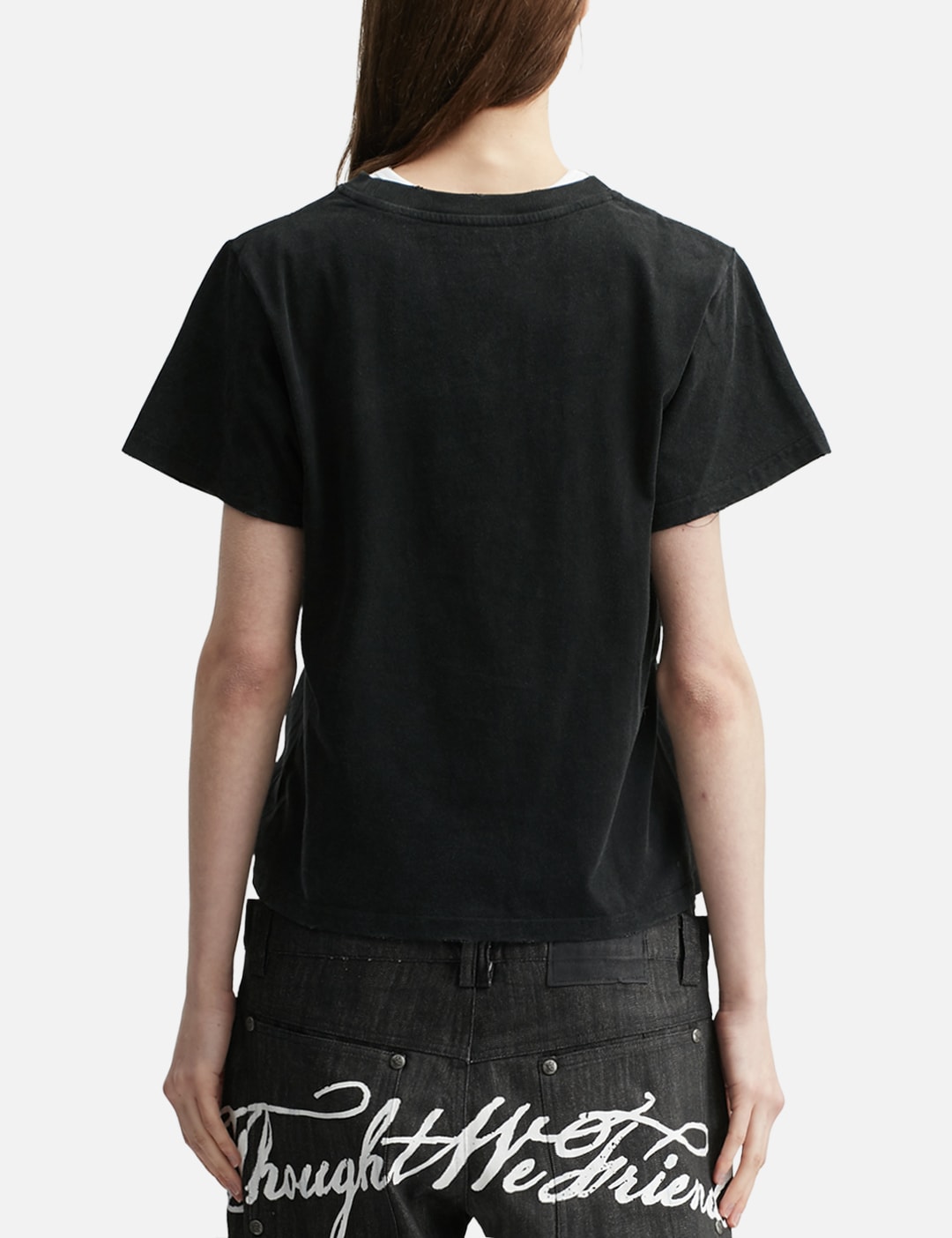 "Sera" Cursive Fitted T-Shirt In Washed Black view 13