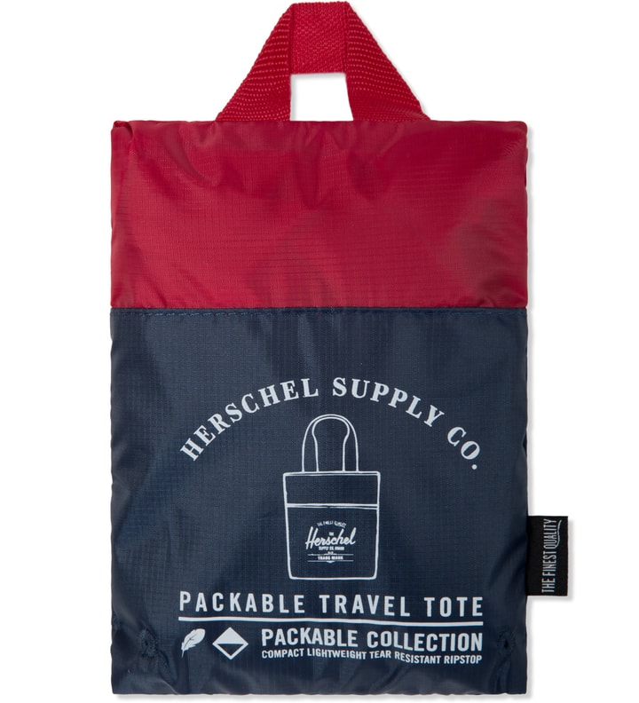 Herschel Supply Co. Navy/Red Packable Travel Tote Bag