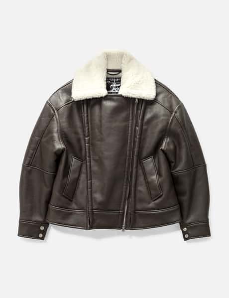 Y/PROJECT HOOK AND EYE SHEARLING JACKET