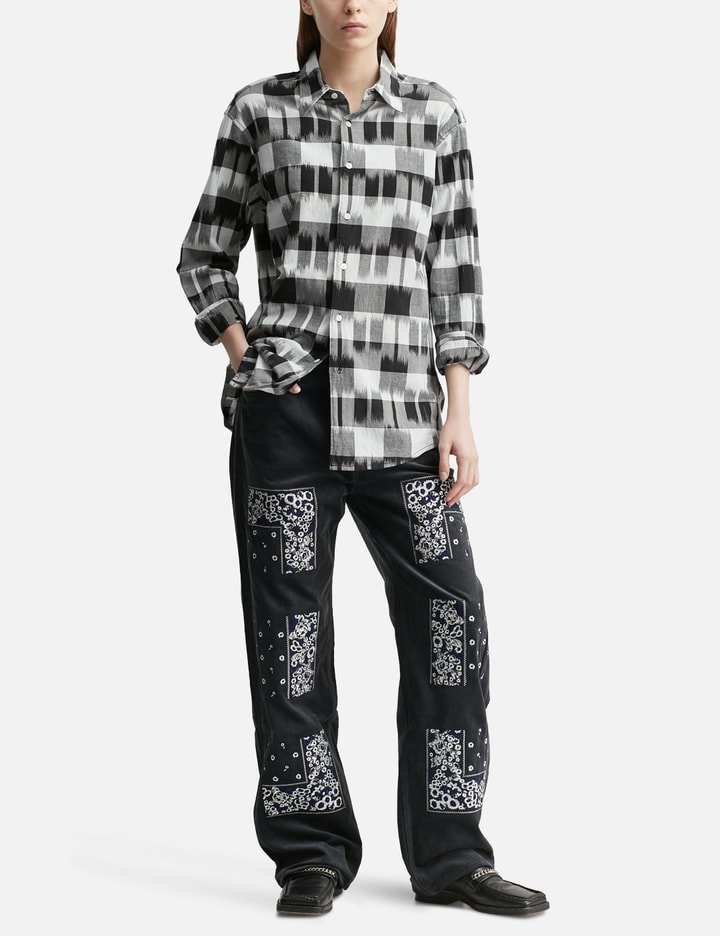 NÒMARHYTHM TEXTILE Ikat Check Regular Collar Shirt