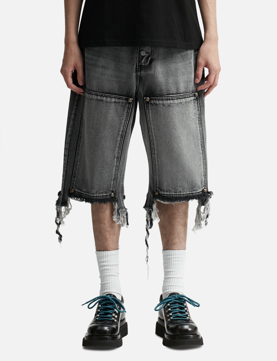 DOUBLE KNEE DENIM SHORTS view 18