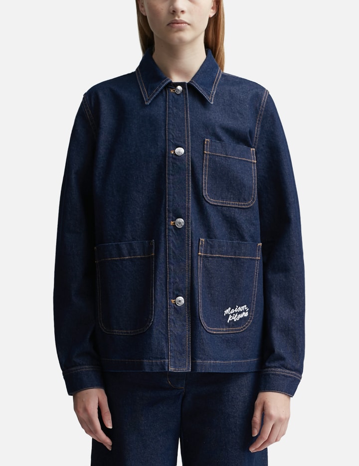 Shop Maison Kitsuné Workwear Denim Jacket In Blue