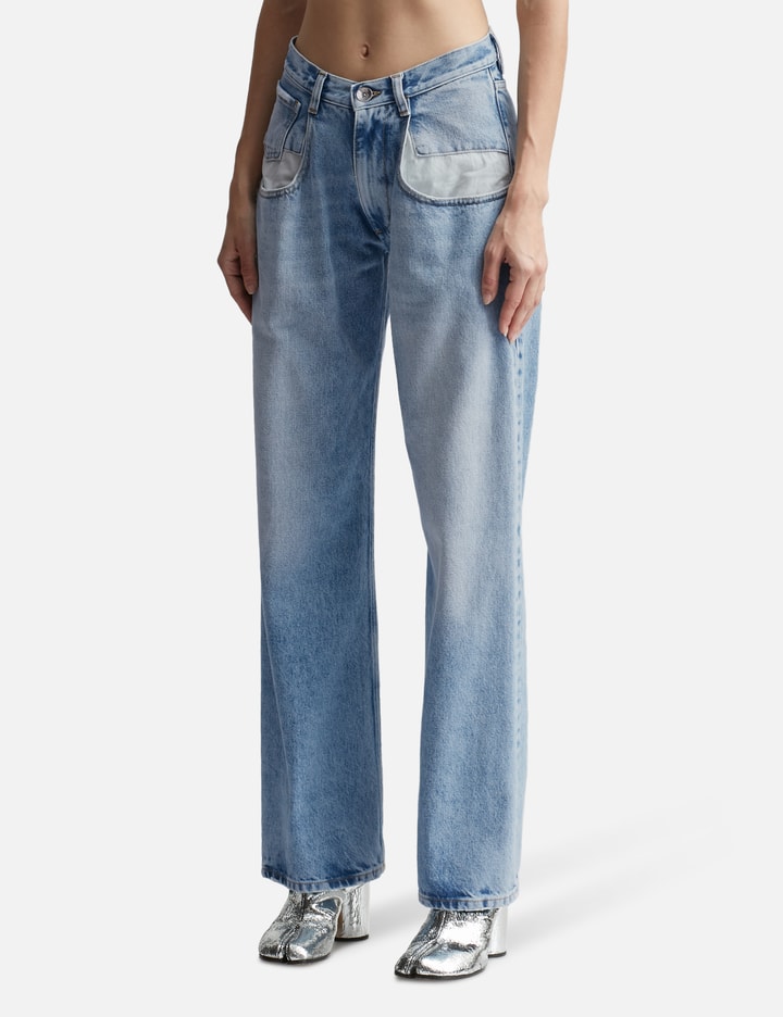 Straight Jeans With Contrasted Pockets Placeholder Image