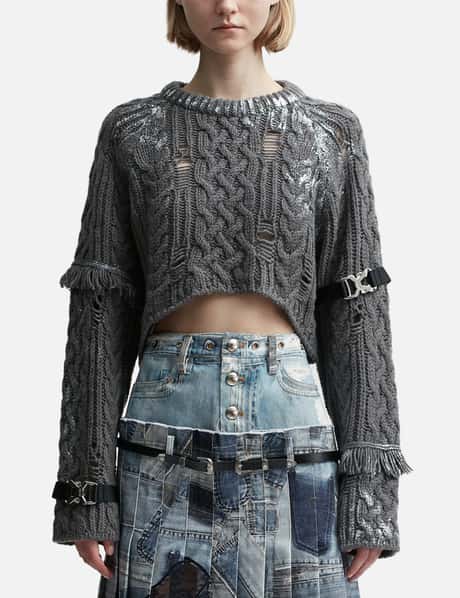 Andersson Bell Sara Silver Crop Knit Pull-Over
