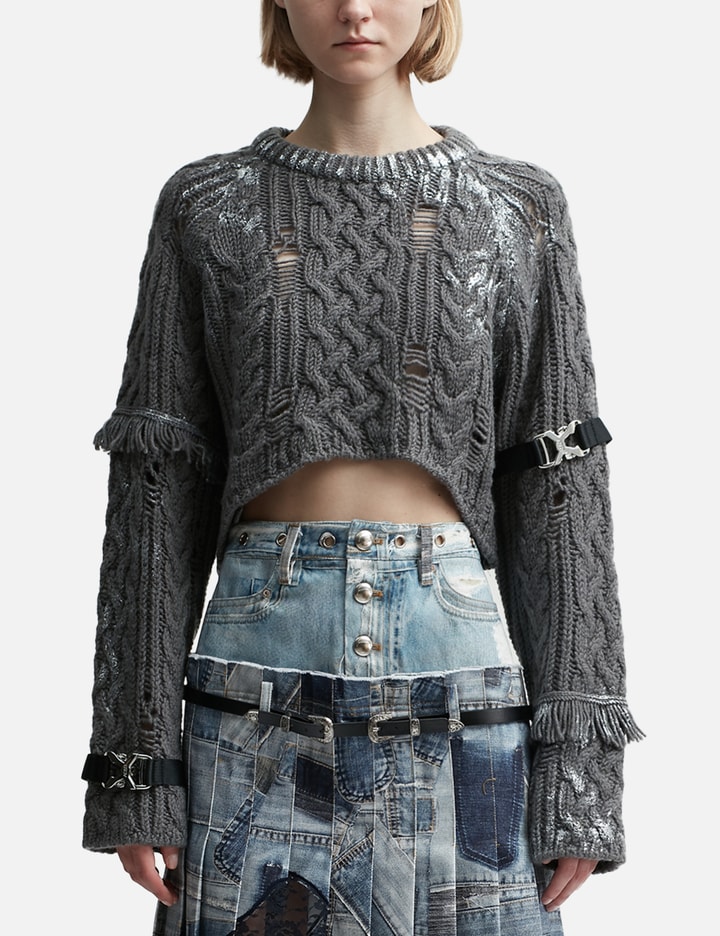 Sara Silver Crop Knit Pull-Over Placeholder Image