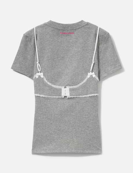 Grey Lace-Trim Bralette Detail T-Shirt view 8