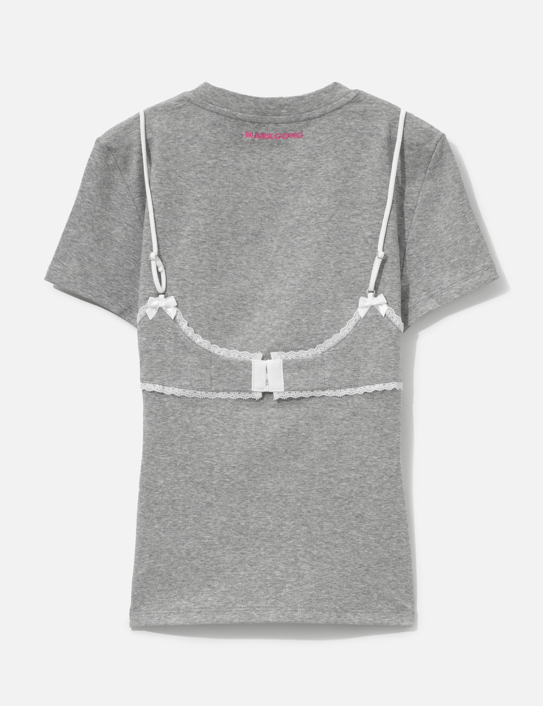 Grey Lace-Trim Bralette Detail T-Shirt view 17