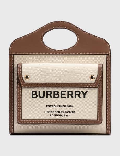 Burberry ミニ  ツートン キャンバス&レザー ポケットバッグ