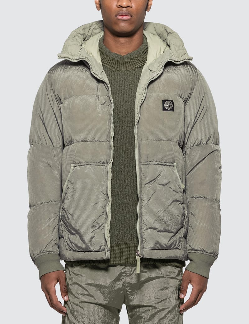 Nylon Ripstop Hooded Down Jacket 