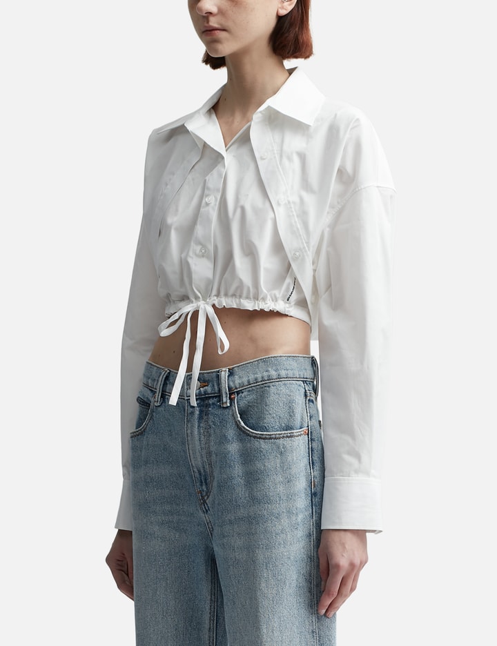 Shop Alexander Wang T Double Layered Cropped Shirt In White