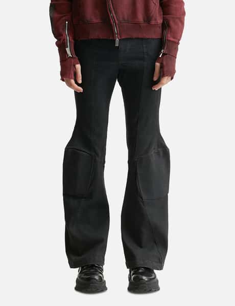 Padded Flared Black Denim Pants view 10