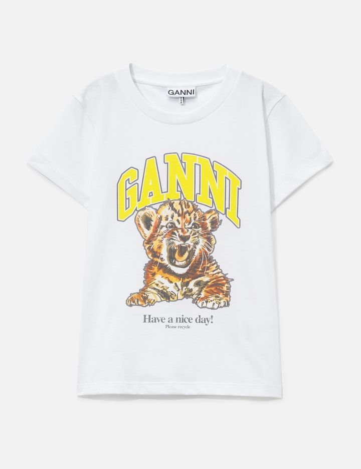 Ganni Cotton Baby Fit T-Shirt With Tiger