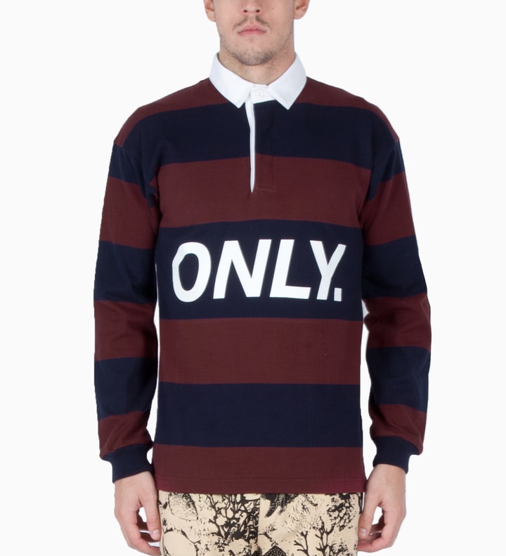 Burgundy/Navy Logo Rugby Shirt Placeholder Image