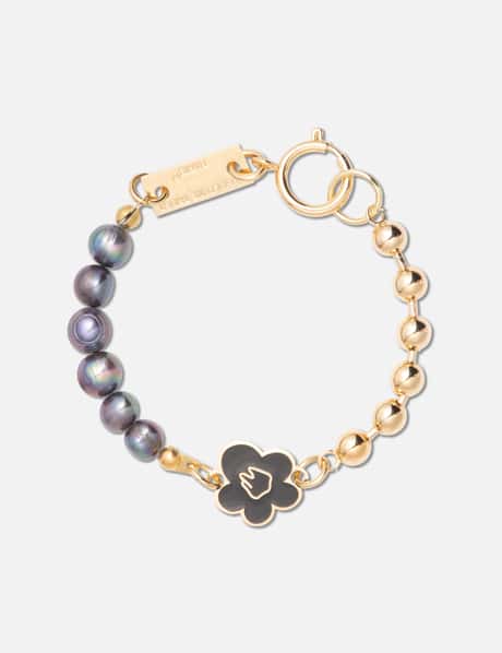 IN GOLD WE TRUST PARIS Black flower & pearl bracelet