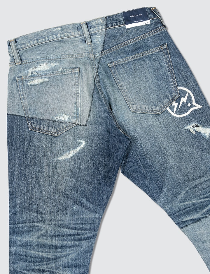 Patchwork Tapered Denim Jeans Placeholder Image