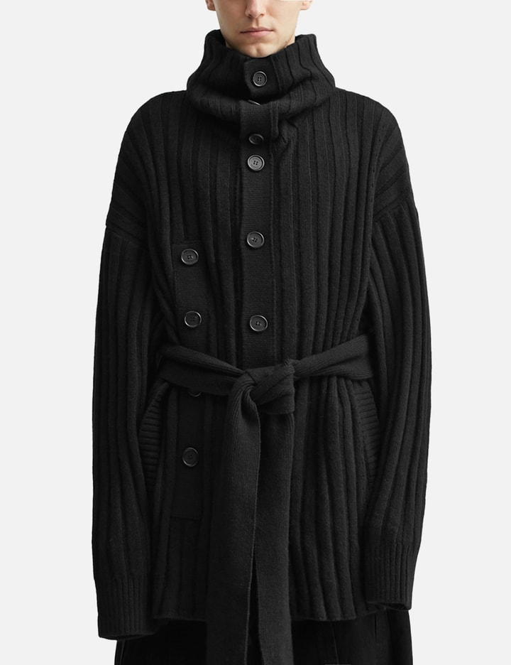 Asymmetric High Neck Knit Coat Placeholder Image