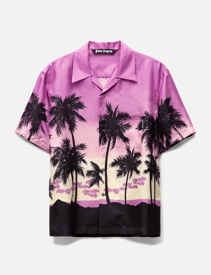 Shop Palm Angels Pink Sunset Bowling Shirt