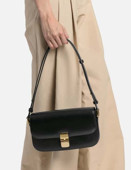 Grace large smooth-leather shoulder bag, A.P.C.