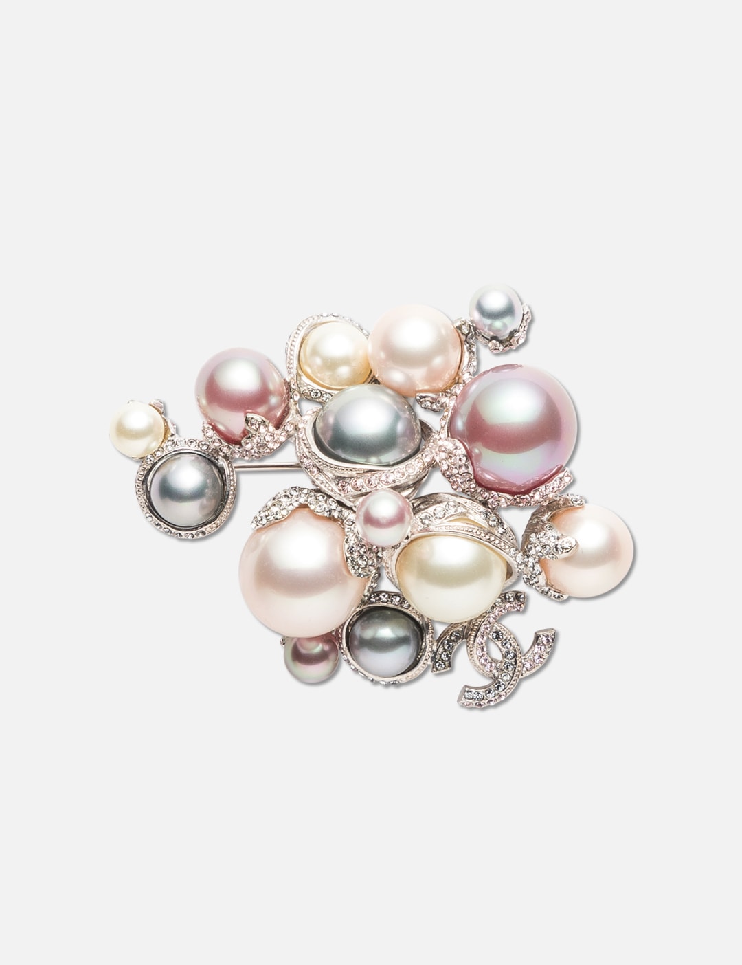 Chanel camellia brooch pin pearl rhinestone jewelry accessory with box  authentic