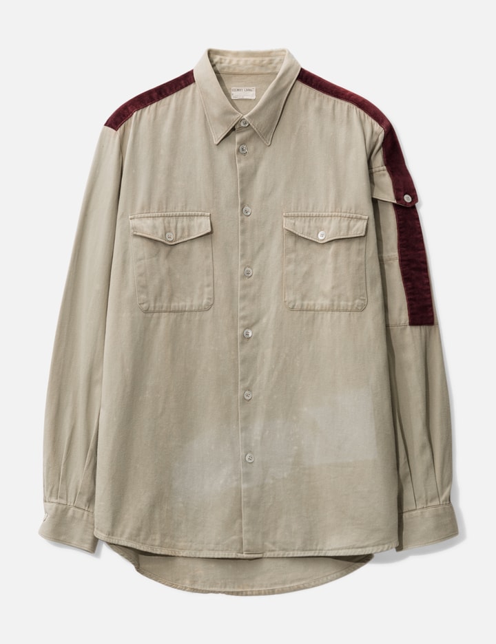 Helmut Lang Patchwork Military Shirt In Beige