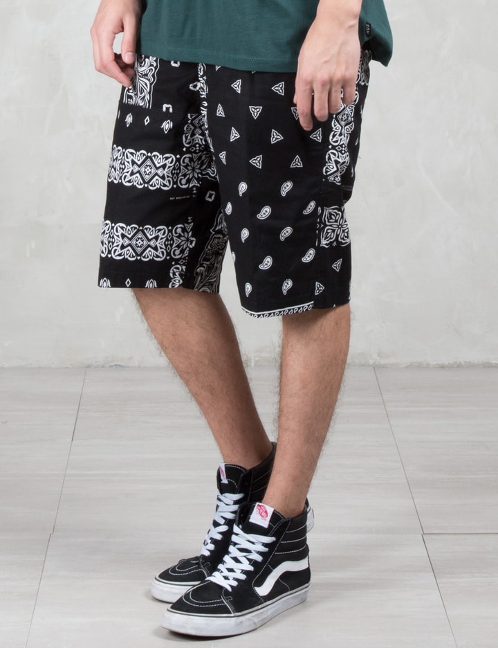 Black Bandana Patchwork Shorts Placeholder Image