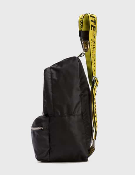 OFF-WHITE: nylon backpack with logo - Black  Off-White backpack  OMNB094F23FAB001 online at