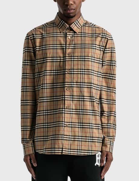 Burberry - Small Scale Check Stretch Cotton Shirt | HBX Burberry - Small Scale Check Stretch Cotton Shirt | HBX