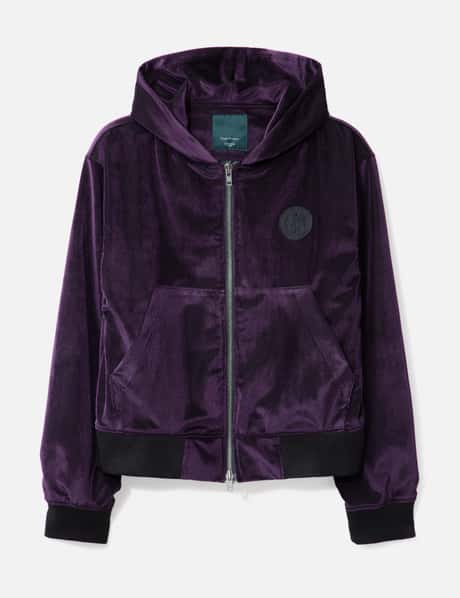 UNDERMYCAR Austrian Church Patch-Up Purple Velvet Zipped Hoodie