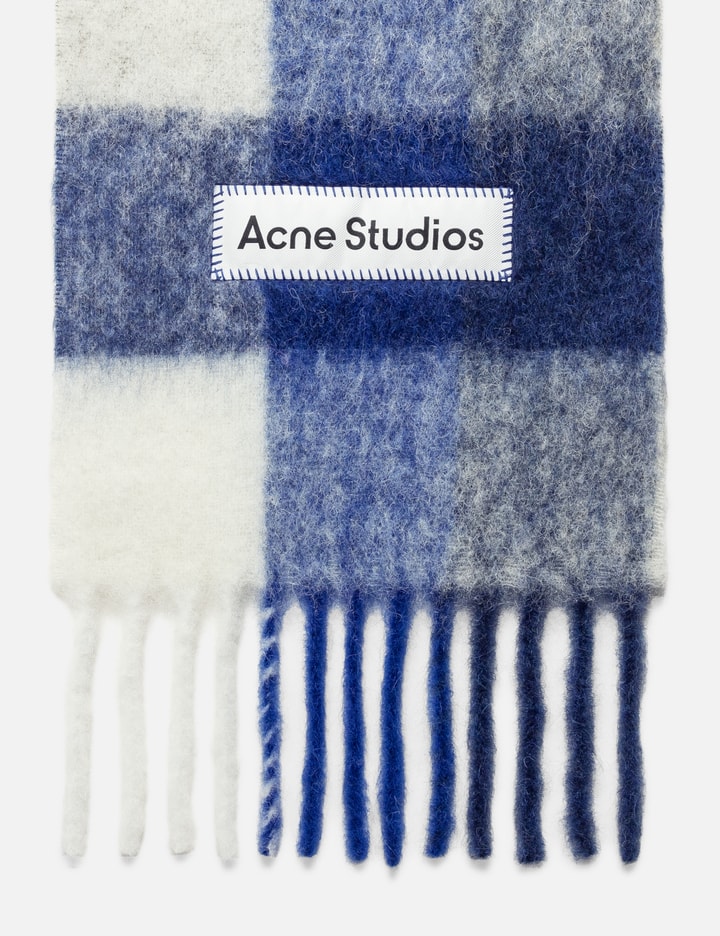 Shop Acne Studios Mohair Checked Scarf In Blue