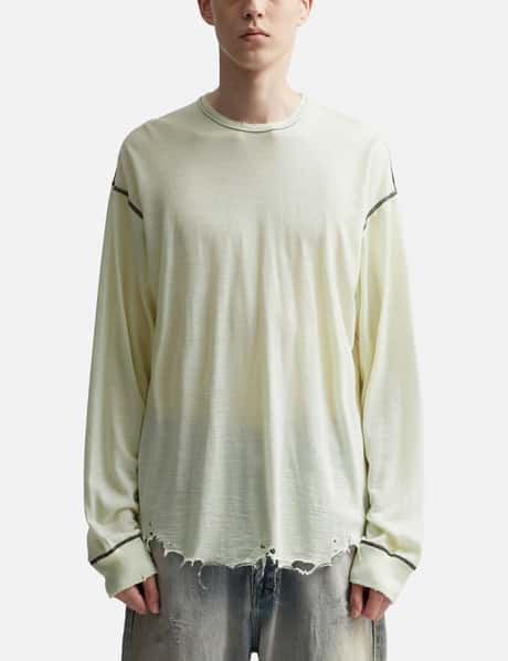 ANCELLM - Damage Wool Crew Long Sleeve T-shirt | HBX - Globally 