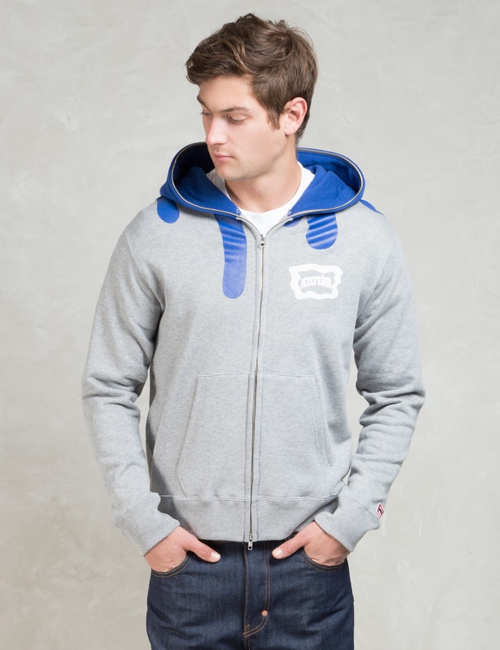 Grey Drippy Zip Up Hoodie Placeholder Image