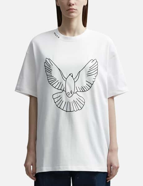 3.Paradis White Birds Outline T-shirt