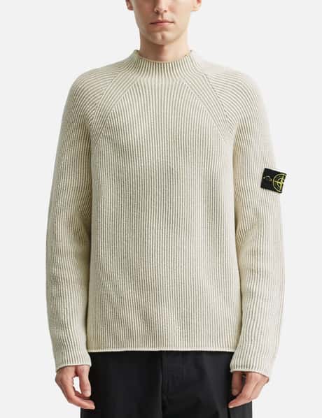 Stone Island Vanisé Full Rib Rws Wool Mock Neck Jumper HBX