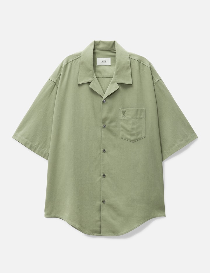 Ami Alexandre Mattiussi Camp Collar Short Sleeve Shirt Green For Men