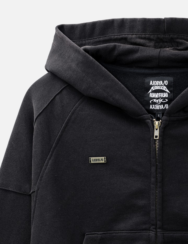 AJOBYAJO Cropped Washed Zip-Up Hoodie